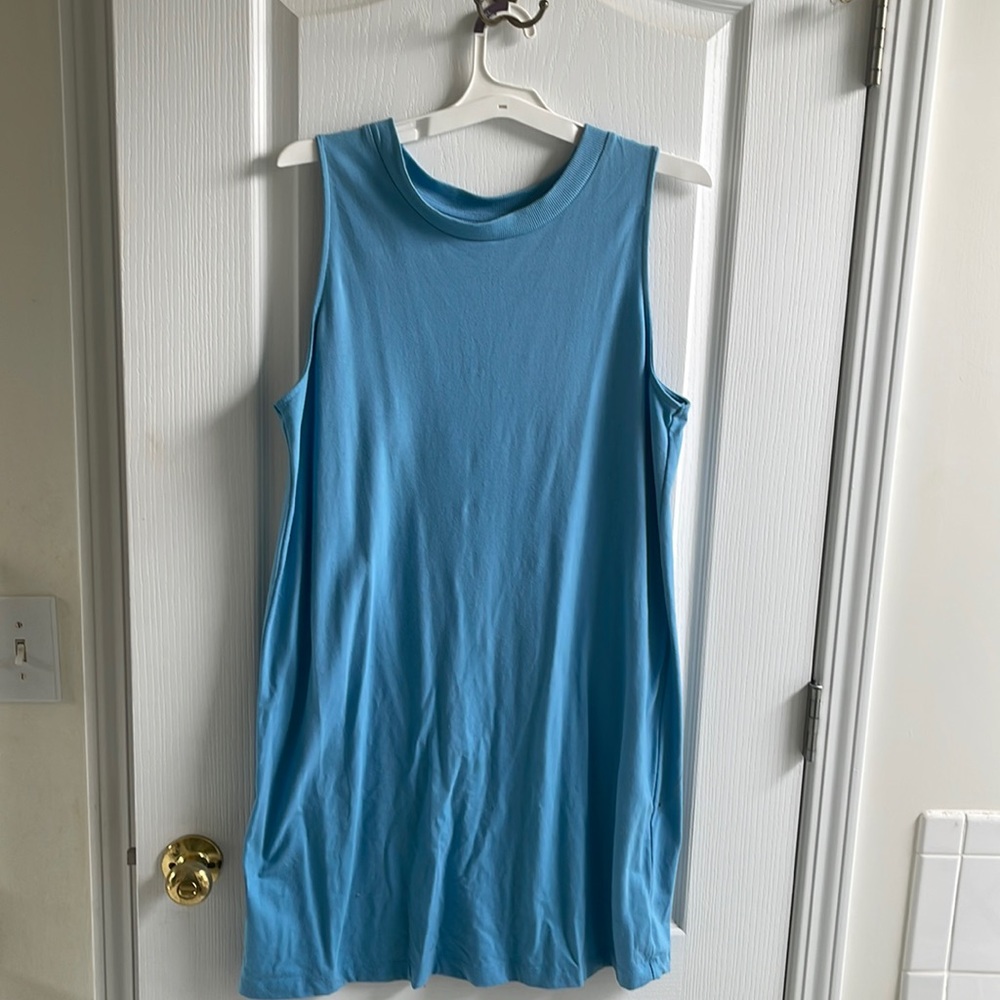 Powder blue & Green XL Sleeveless Dress. This can be worn as a tunic top.